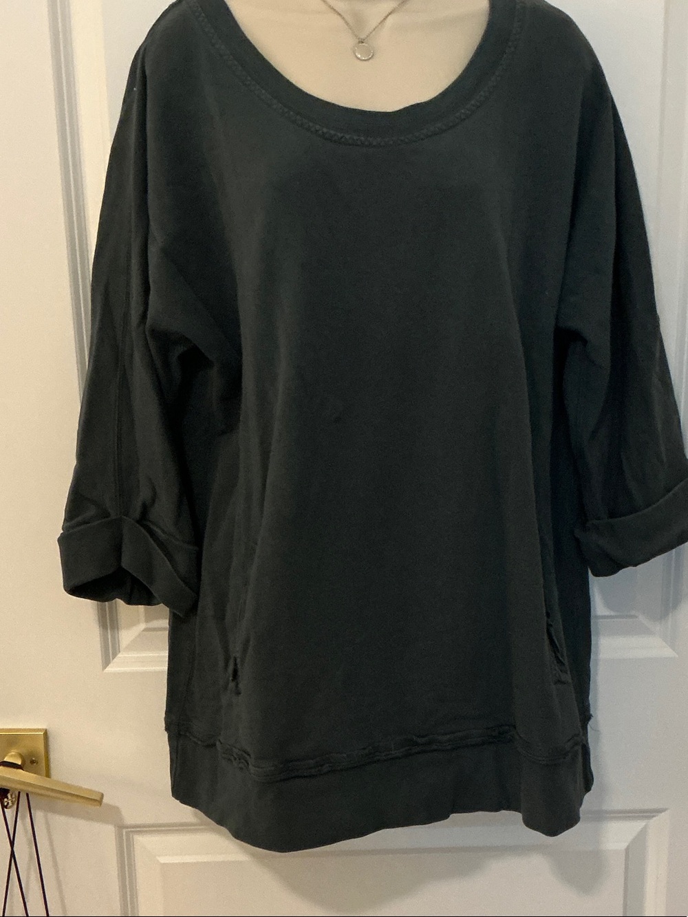 Soft Surroundings Charcoal Scoop-Neck Pullover Sweatshirt